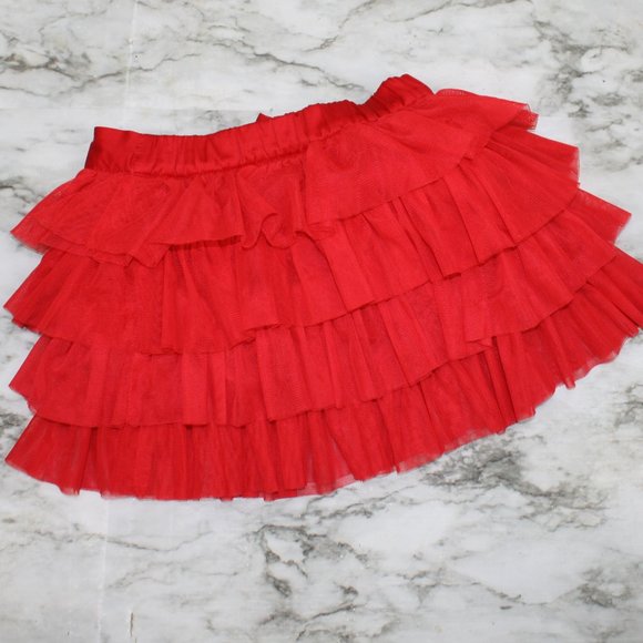 CARTER'S Skirt Ruffle Mesh Layered Tiered Girlycore Balletcore Casual Red 5T - Picture 2 of 9